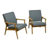 Pair of vintage armchairs from the 60s in beech