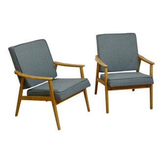 Pair of vintage armchairs from the 60s in beech