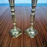 Duo of brass candle holders