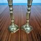 Duo of brass candle holders