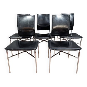 Série de 5 chaises estampillées conçues par Ross Litell pour Matteo Grassi