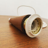 Raffia bast and teak pendant lamp by Temde