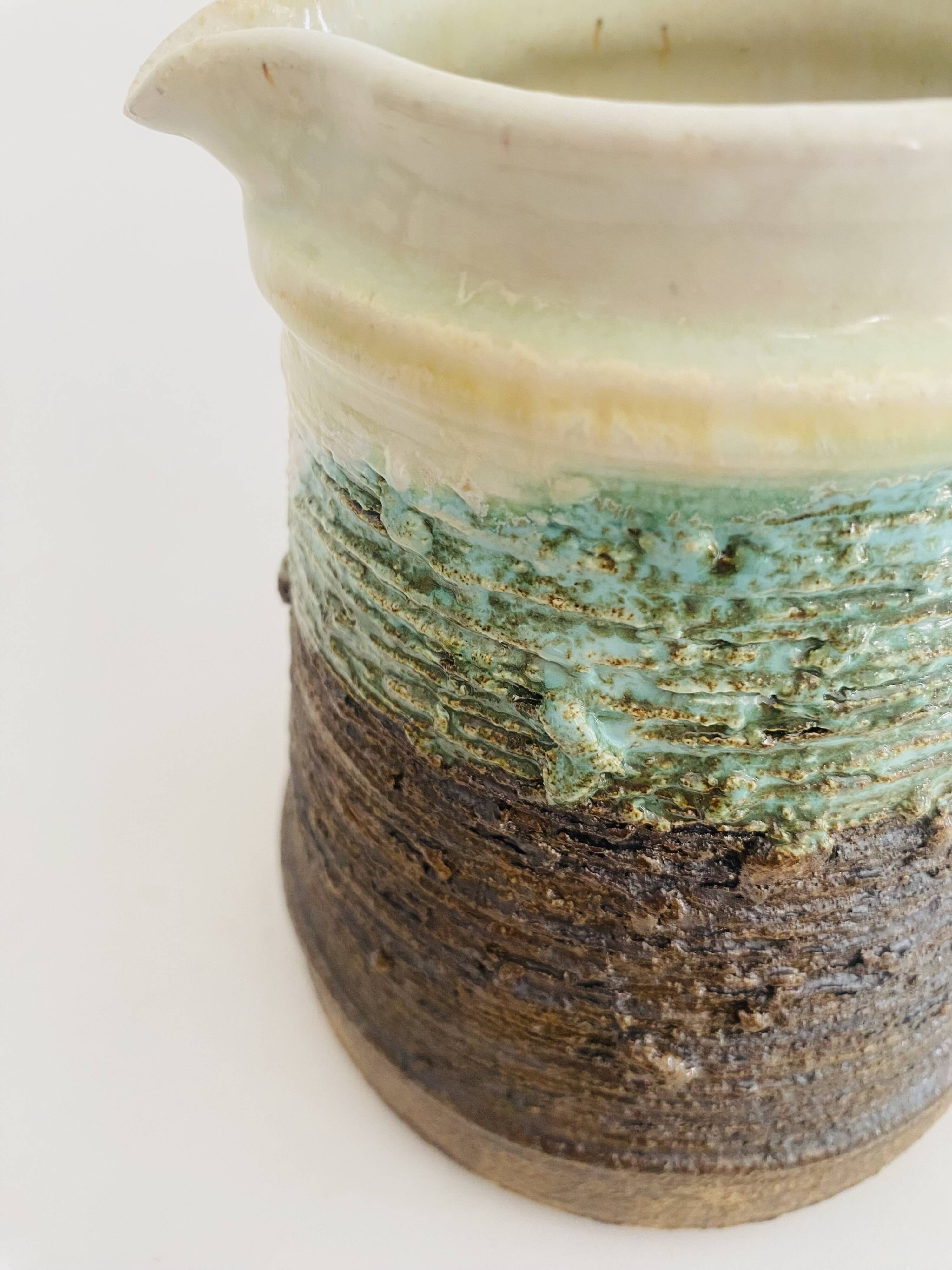 Glazed and scarified ceramic coffee pot, 1980s.