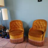 Pair of toad armchairs chest 80s