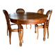 Extendable table and 6 antique caned chairs Louis XV style vintage cherry wood