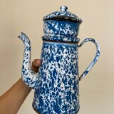 Vintage blue speckled enamel coffee maker