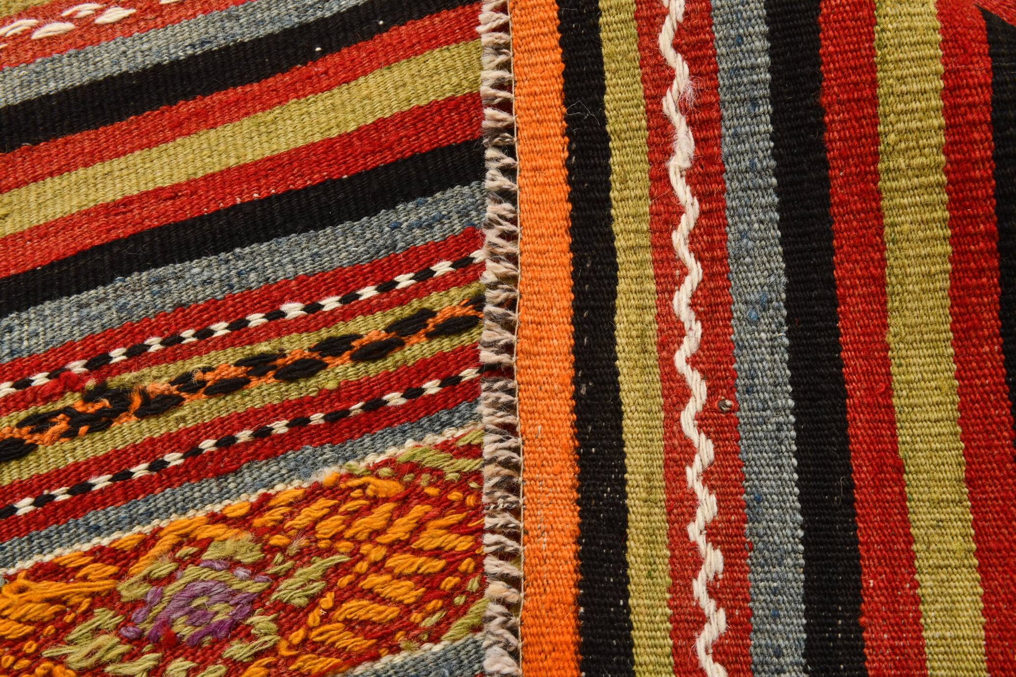 6x8 Red Blue Striped Vintage Kilim Rug  173x243Cm SK 33439