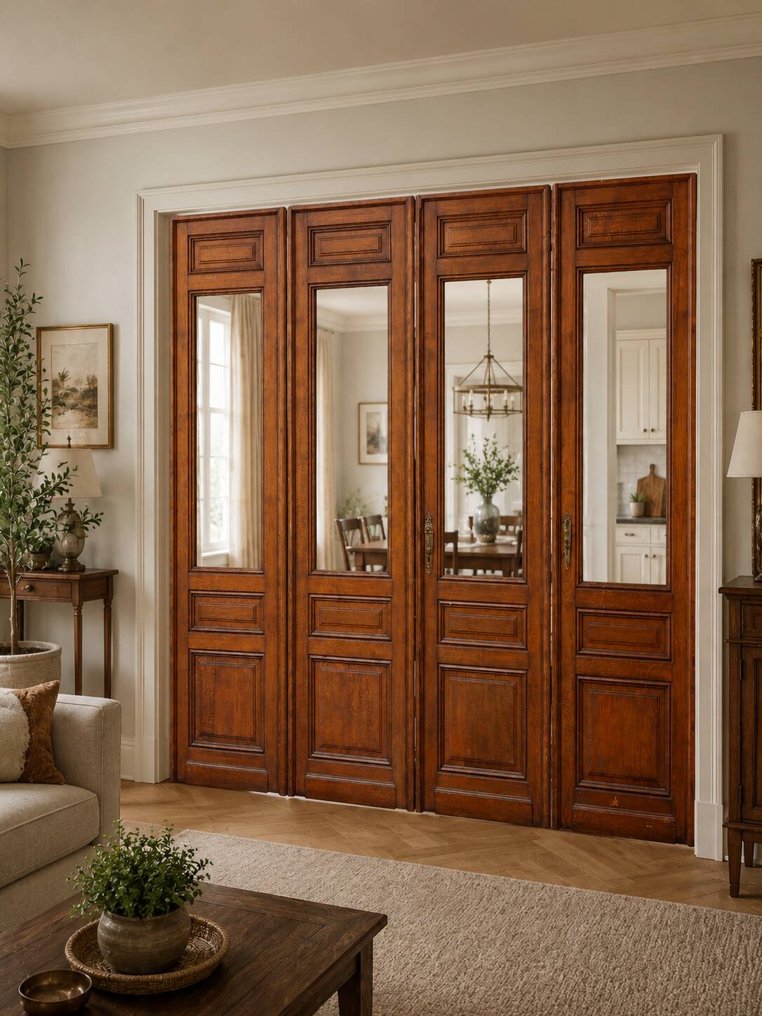 6 solid oak partition doors, 277cm in height (exceptional model)
