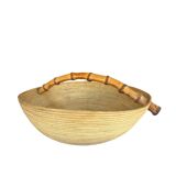 Sculptural basket by Pieter van Gelder – turned wood & bamboo handle