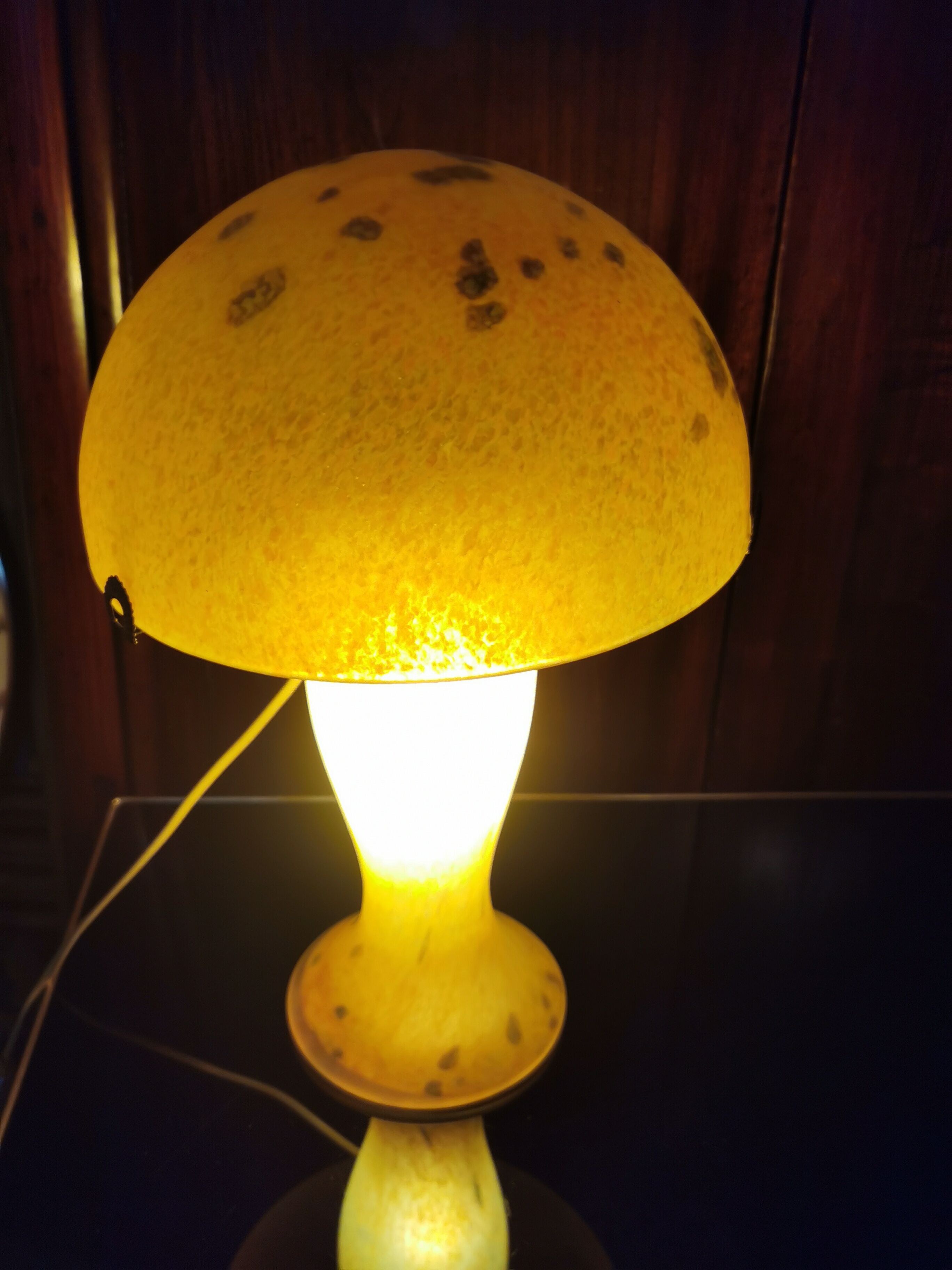Lamp mushroom blown glass mouth