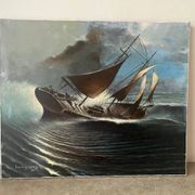 Marine, modern school, oil on canvas signed Van Ingelgam 1974