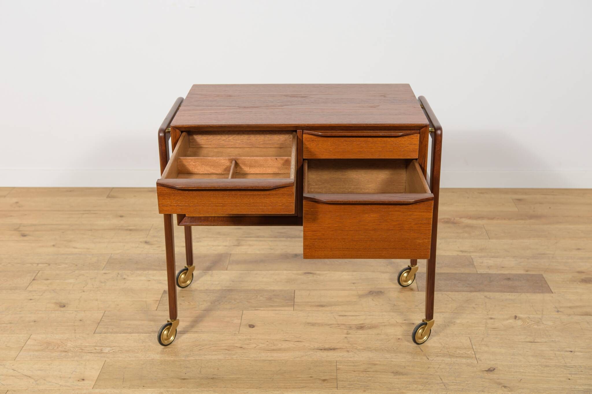 Mid-Century Teak Serving Trolley on Castors, Denmark, 1960s
