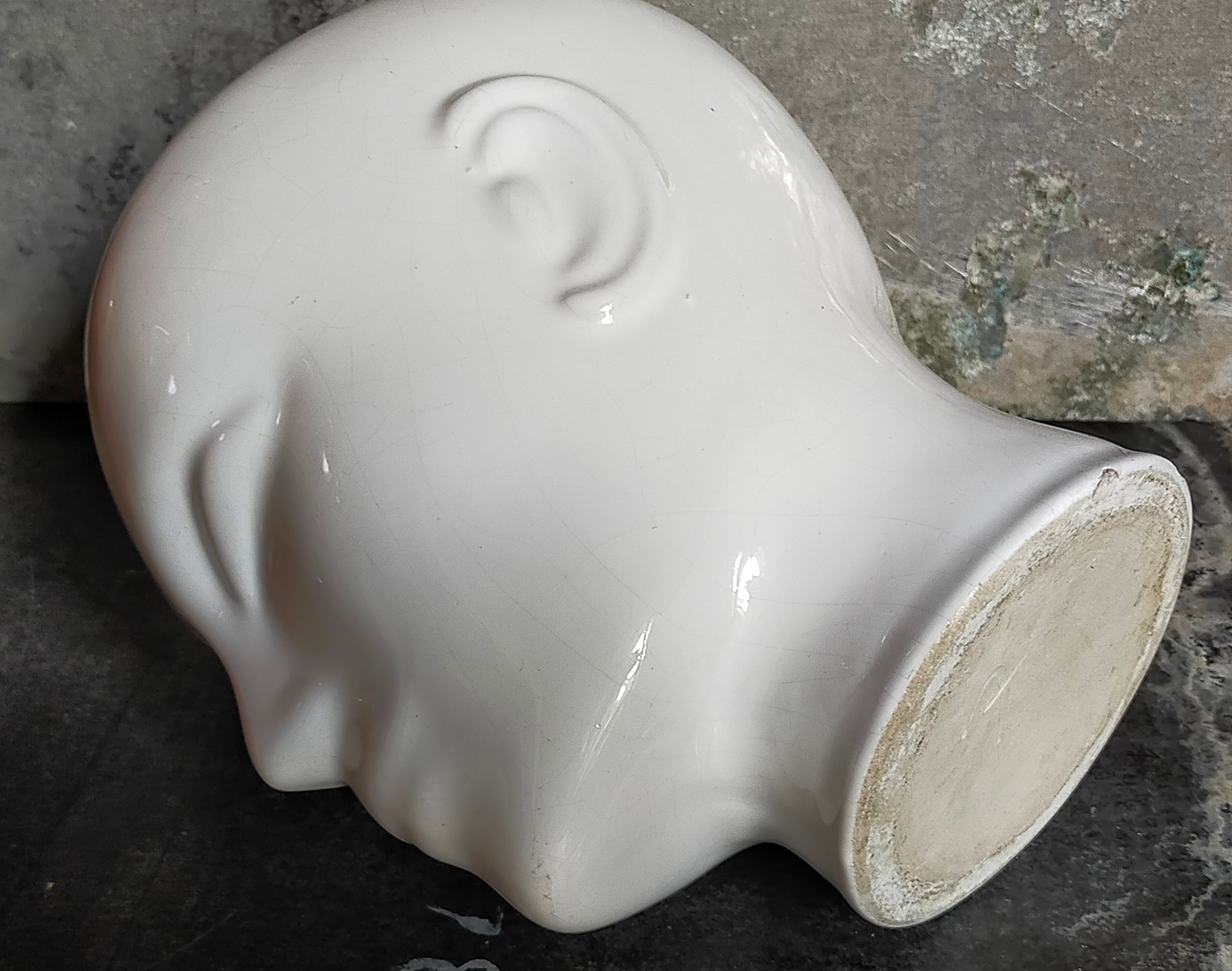 White ceramic pot cover vase 60s