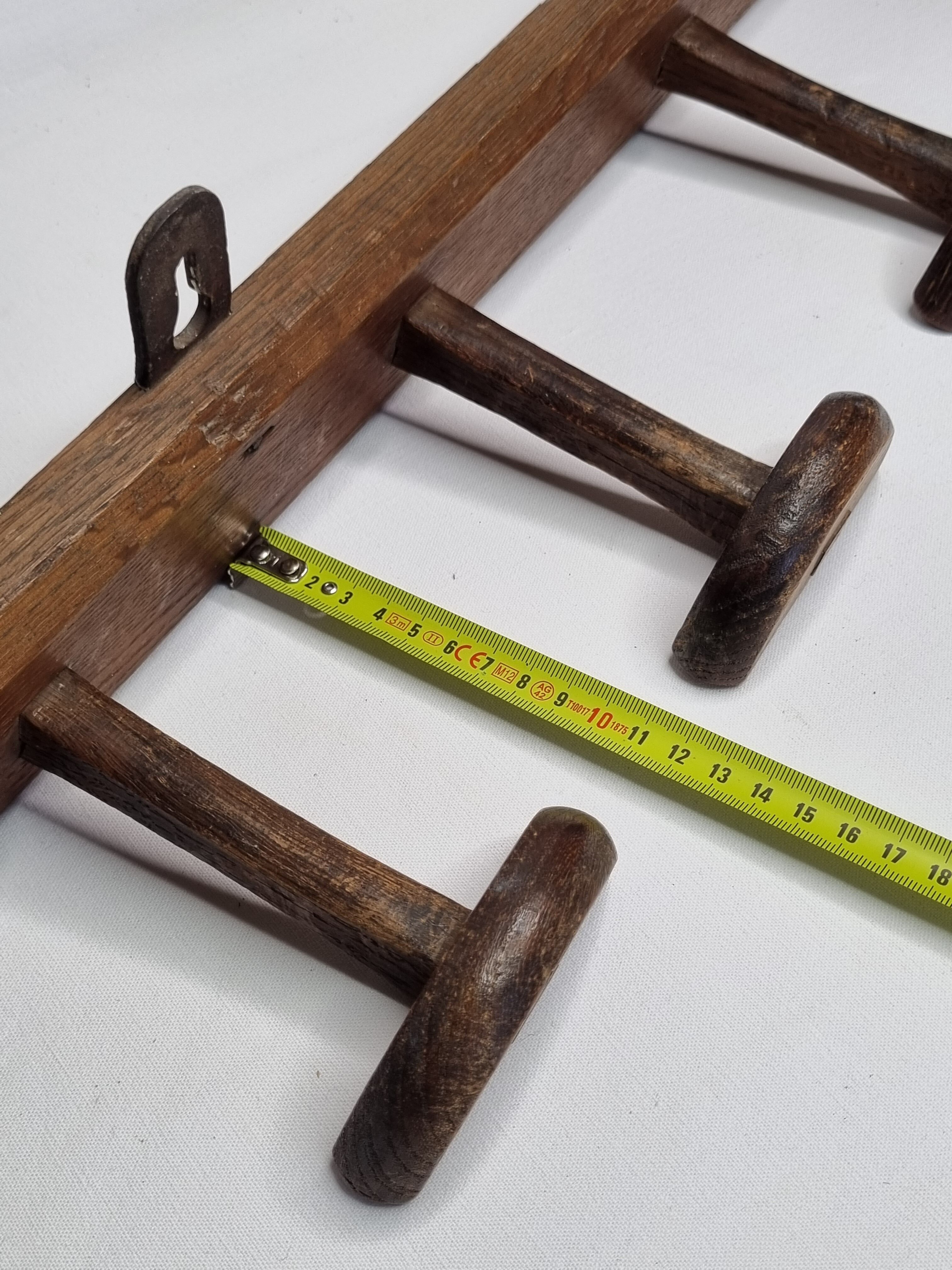 Wall coat rack in solid wood "half-moon" handmade, 75 cm