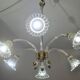 Amazing 6 light Art Deco Murano glass and brass chrome chandelier by Barovier