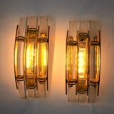 Paired of Venini wall lamps, Murano glass, Italy, 1970