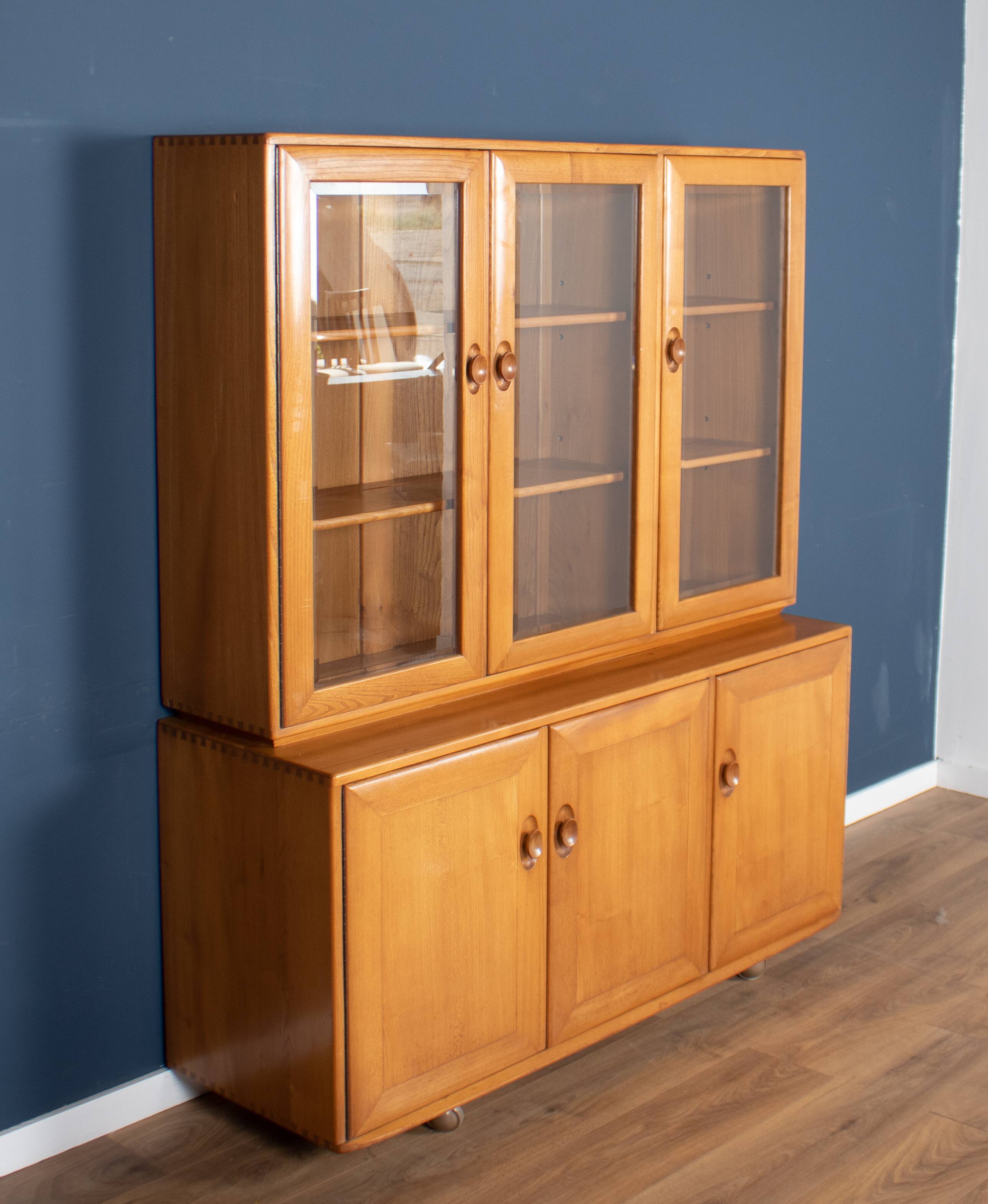 Vintage ercol elm windsor glazed display dresser sideboard model 803, 806