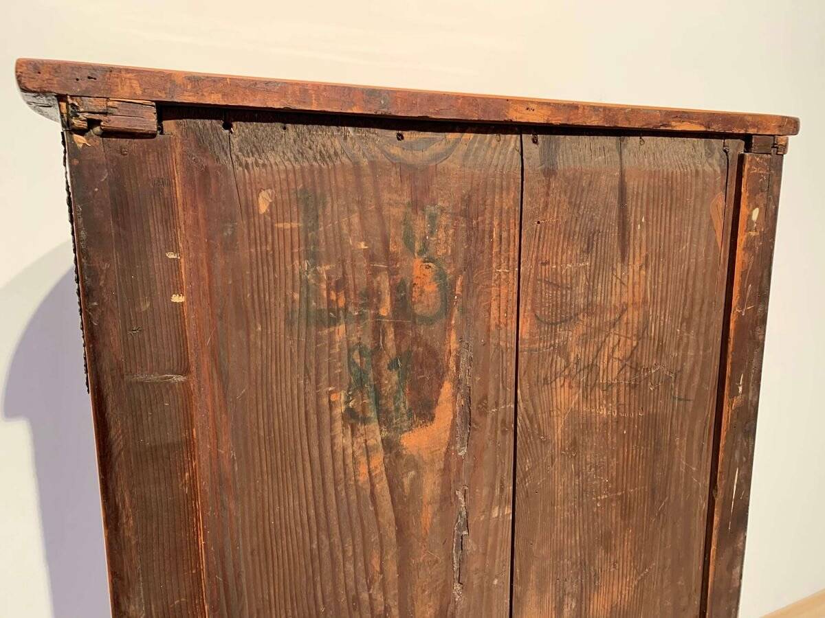 Biedermeier Demilune Half Cabinet in Cherrywood and Brass, France, 1810s