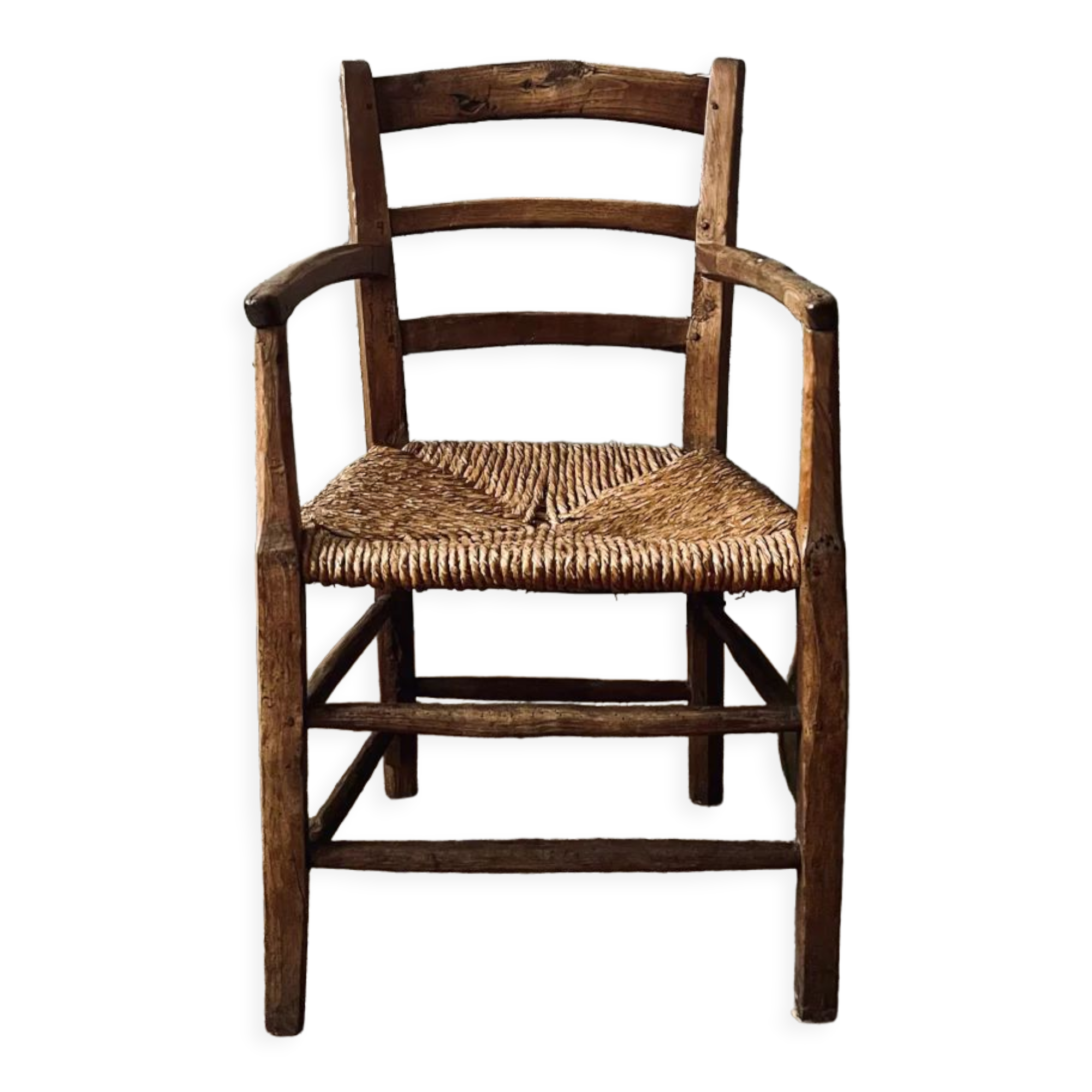 Vintage wooden armchair and mulched seat