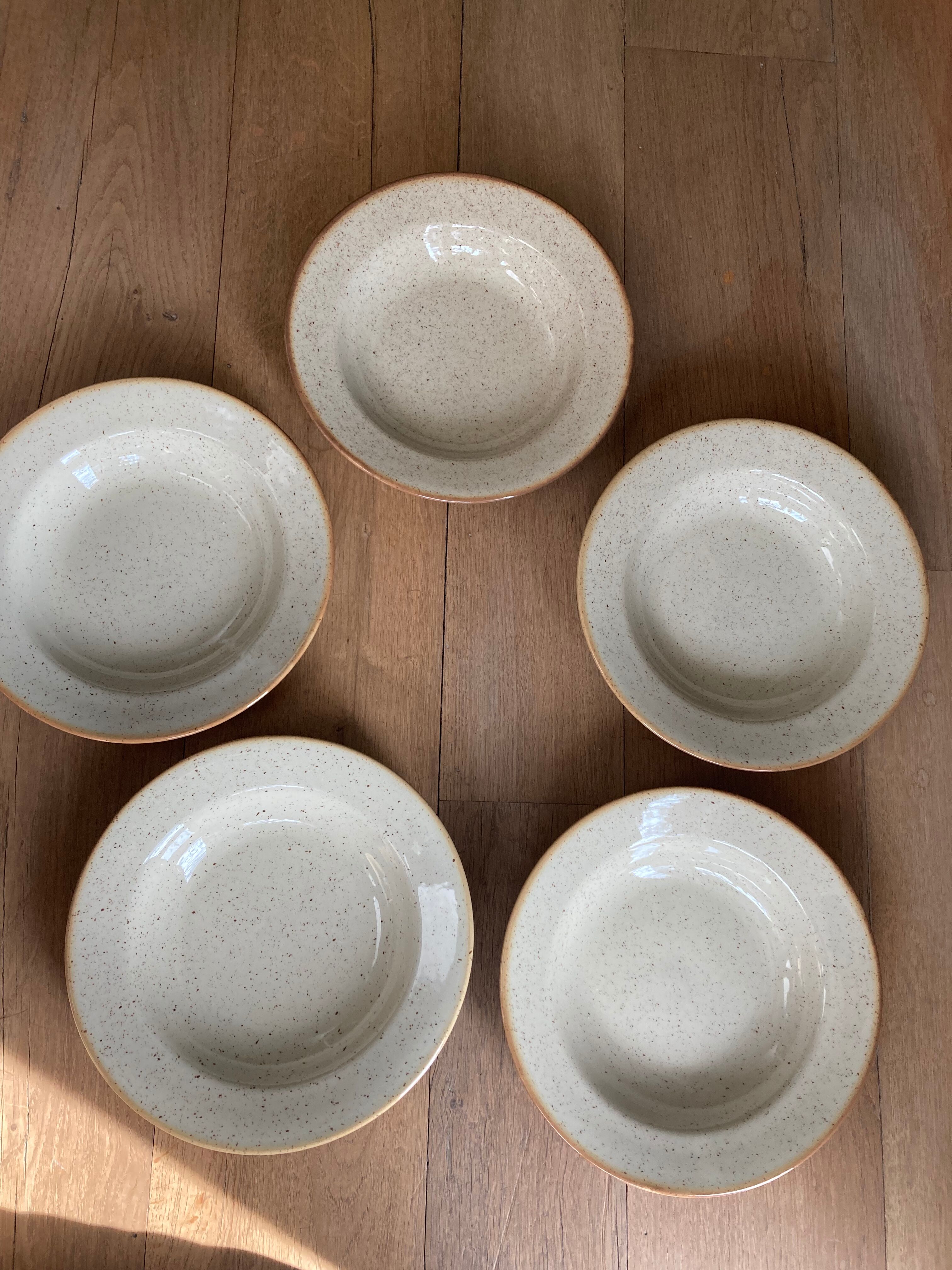 5 speckled hollow plates