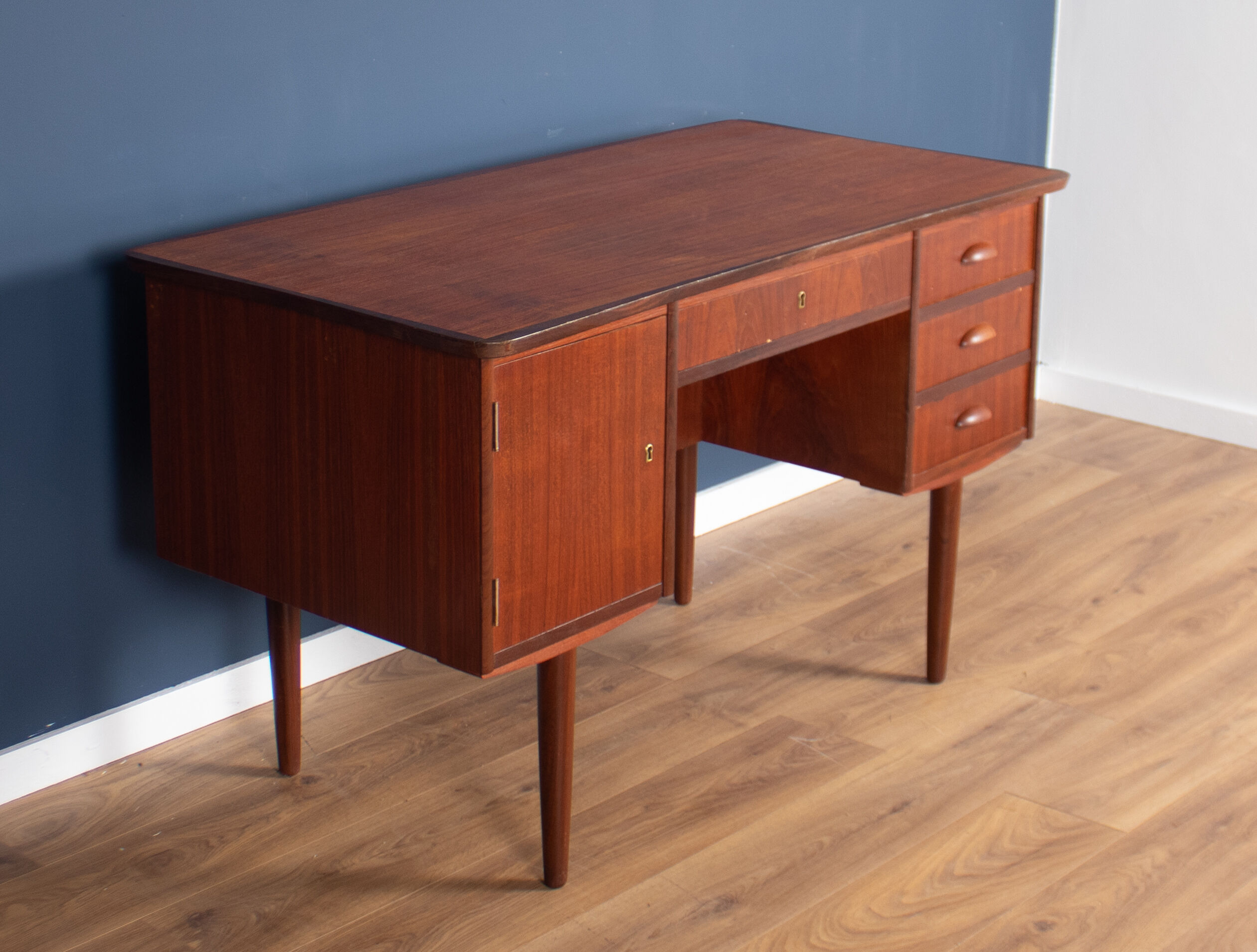 Teak 1960s Danish mid century desk made in Denmark