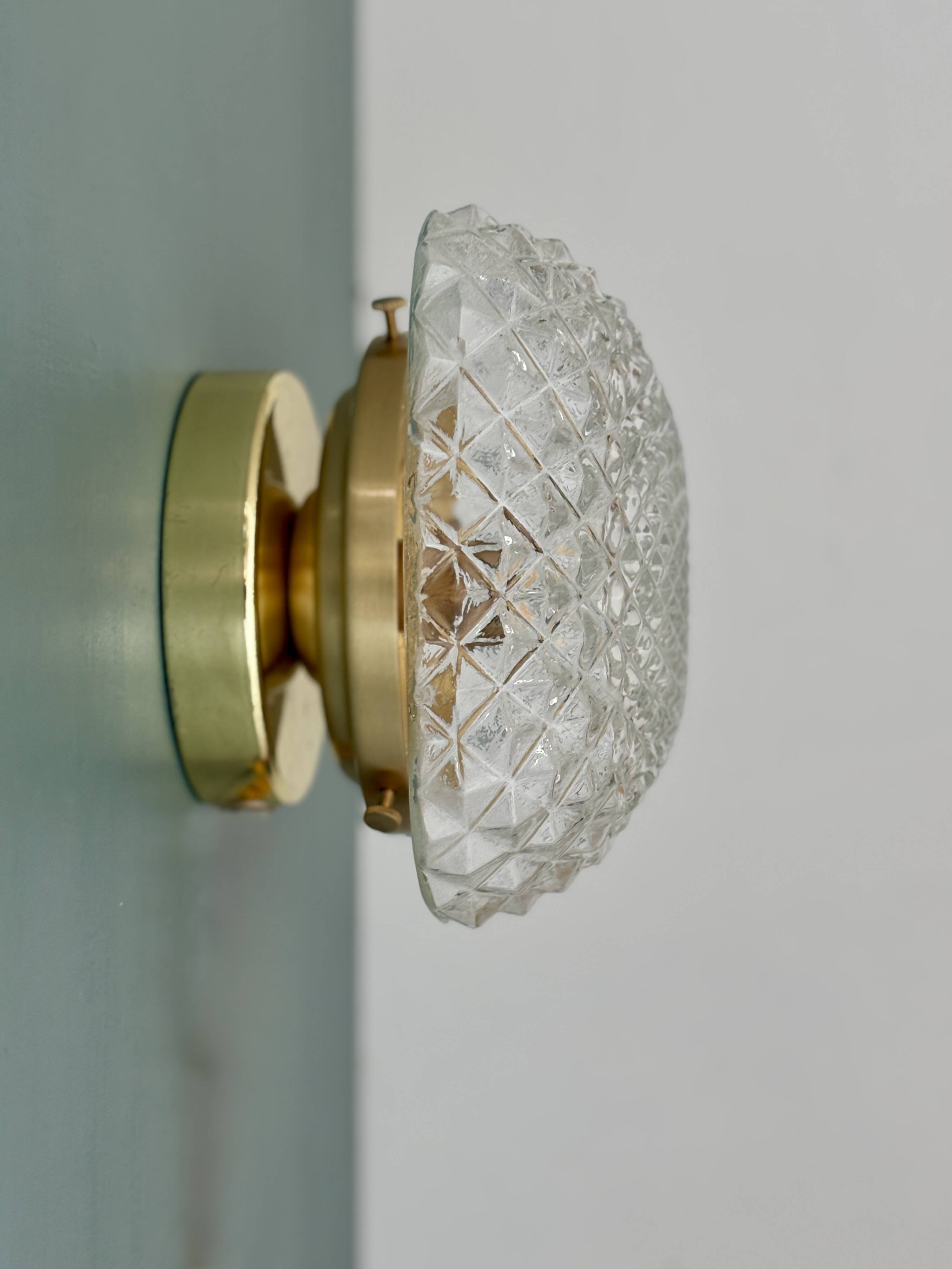 Vintage square globe wall or ceiling light in moulded glass