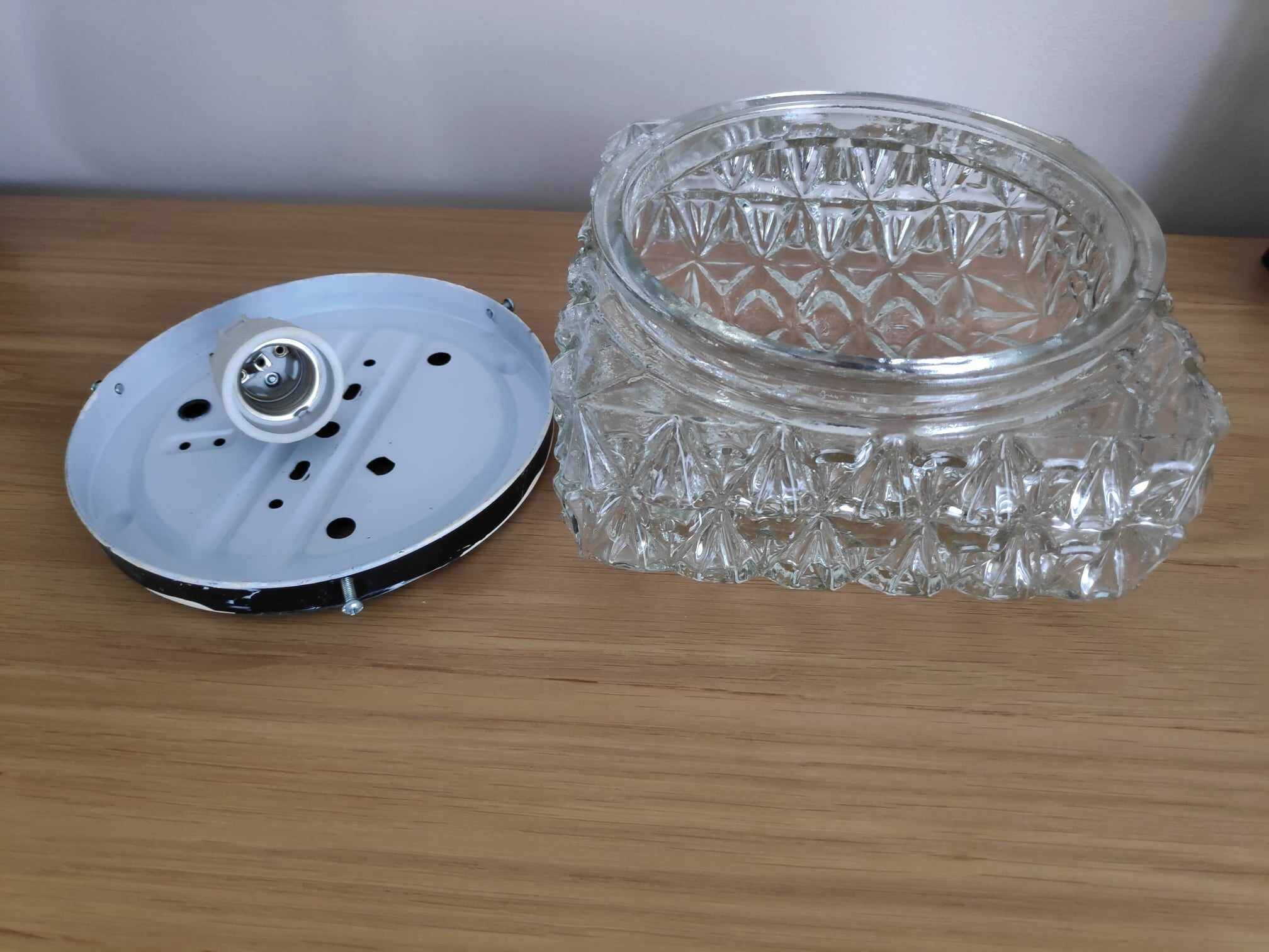 70s glass ceiling light