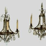 Pair of wall lamps bronze basket and grapevines XX century