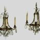 Pair of wall lamps bronze basket and grapevines XX century