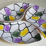 Three vintage free-form ceramic ravine dishes from the 1950s