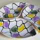Three vintage free-form ceramic ravine dishes from the 1950s