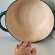 Round green enamelled cast iron casserole Nomar Staub vintage