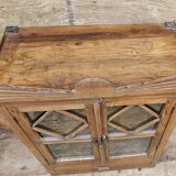 Ancien cabinet vitré Art déco en teck birman