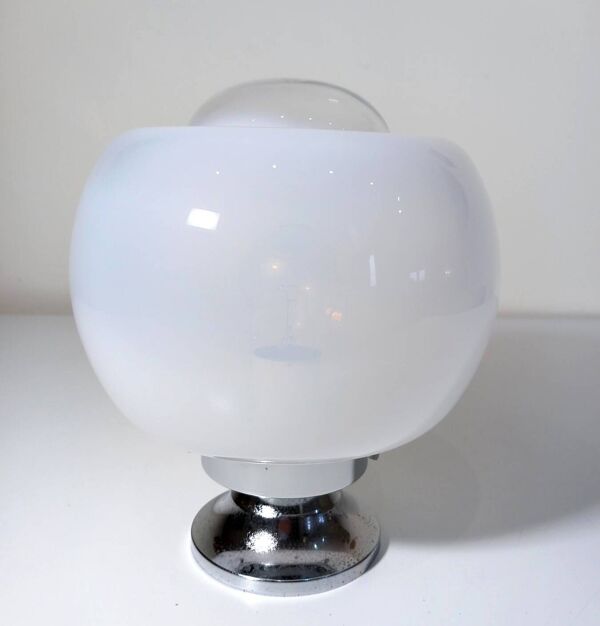 Lampe de Table Vintage • Acier & Verre • Murano • Space Age • 1970