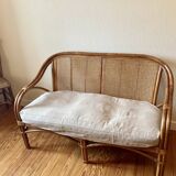 Banquette en rotin et cannage