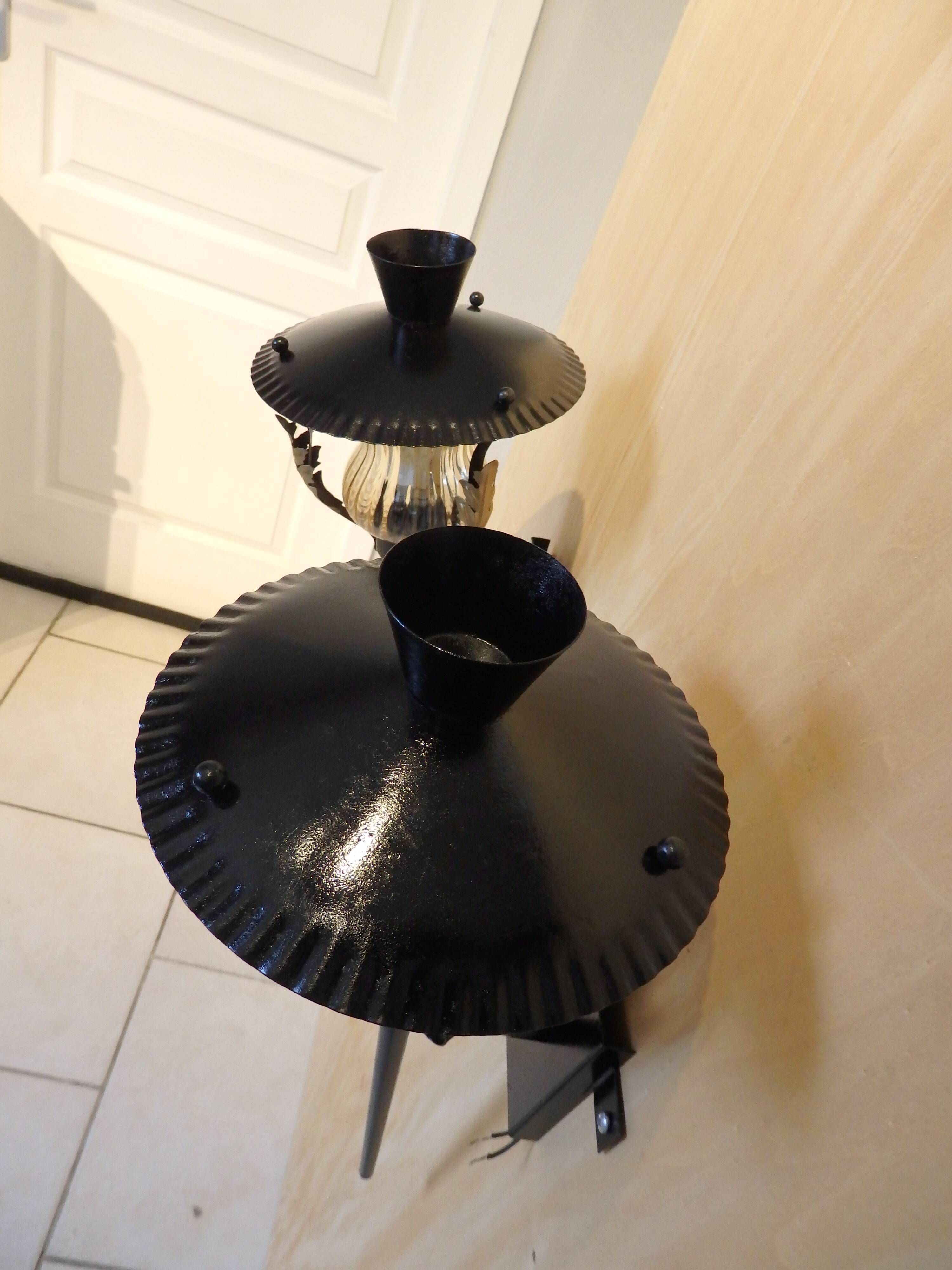 Pair of vintage torch wall lamps