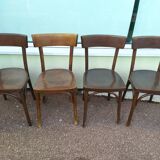 Set of 8 wooden bistrot bar chairs - vintage