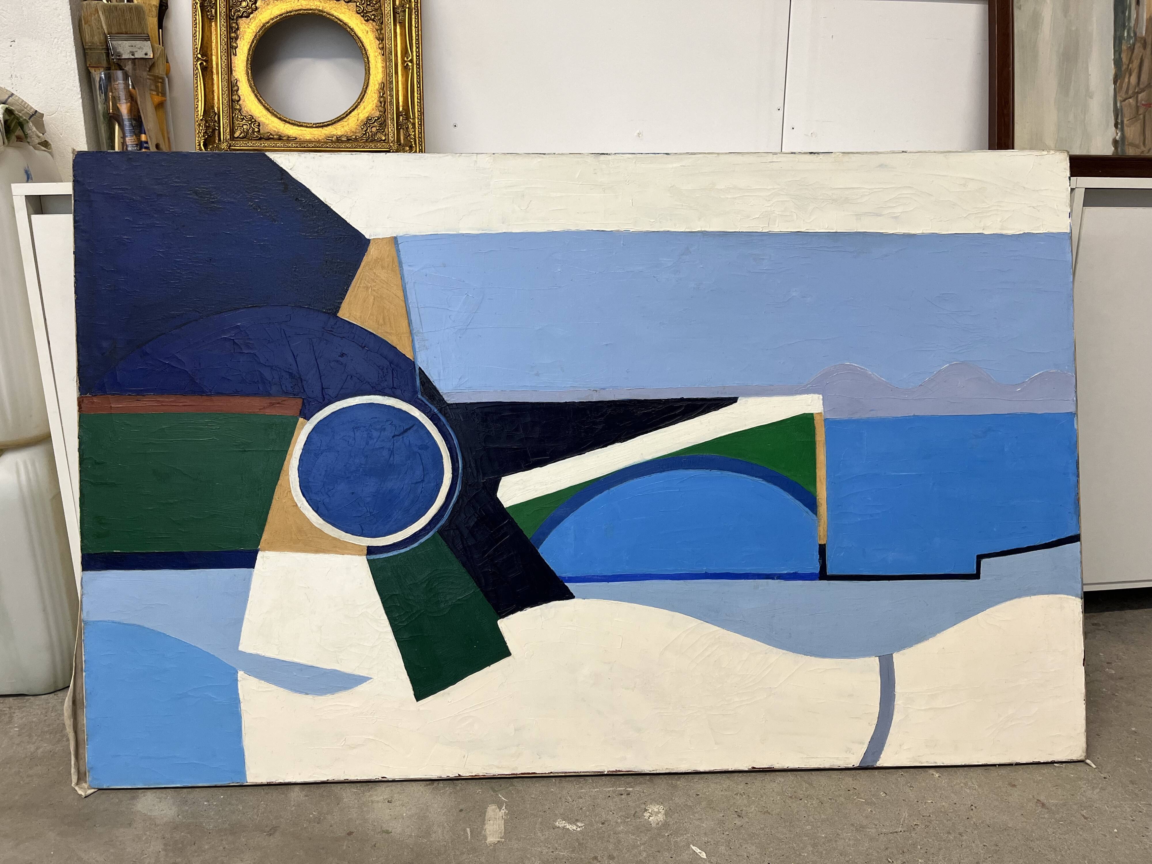 Contemporary painting abstract composition, unsigned, 20th century, oil on canvas, 130x81cm, unframed