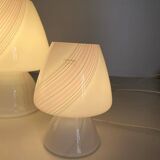 Vintage Murano mushroom table lamps, set of three, Maestri Muranesi, Italy 1970s