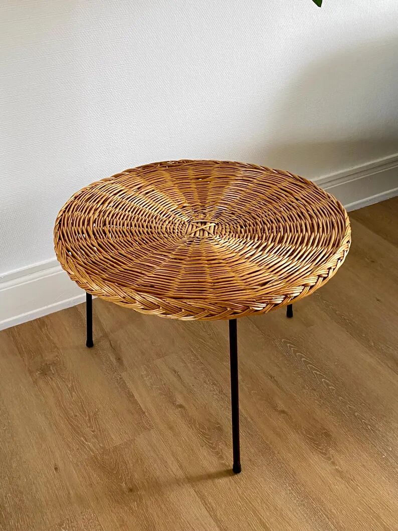 Rattan coffee table by Roberto Mango, Italy 1950s
