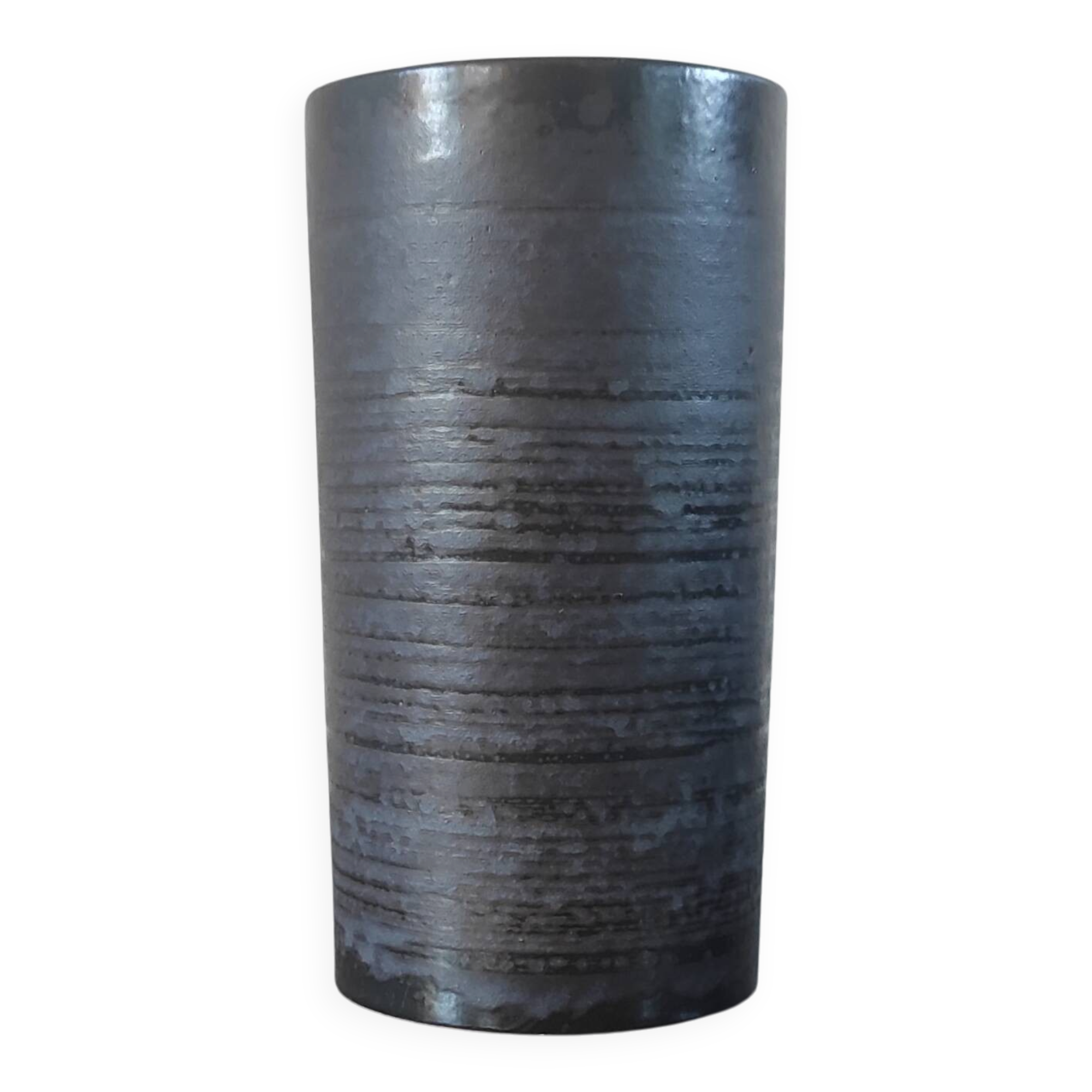 Vintage ceramic cylindrical vase