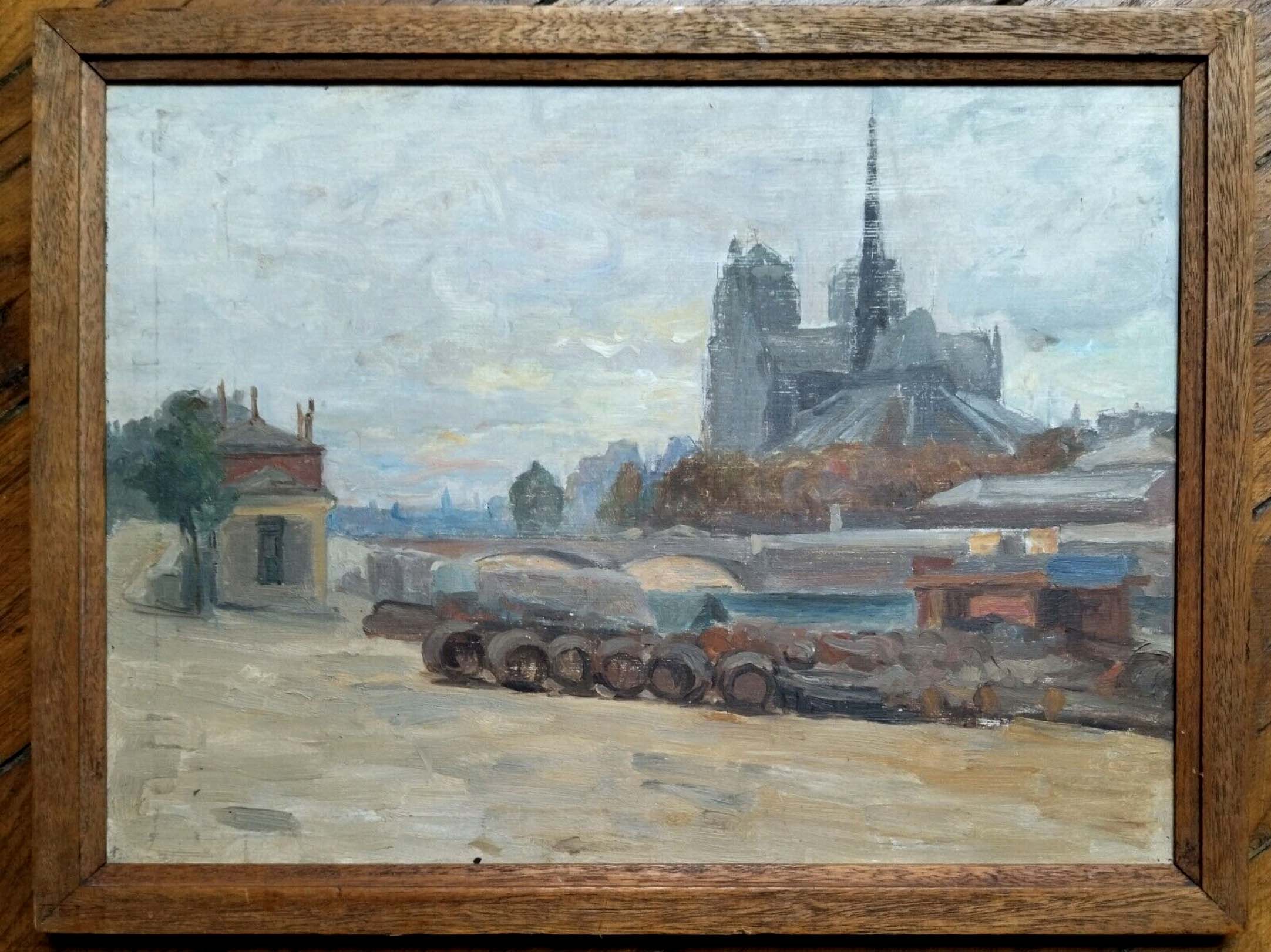 Painting of Notre Dame de Paris quai de la Tournelle