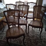 Set of 6 cane chairs + covers