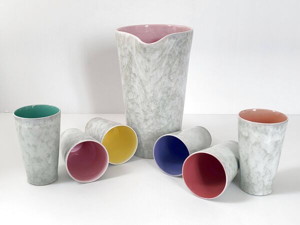 Service pichet + 6 verres vintage 1960