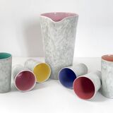 Pitcher service + 6 vintage glasses 1960