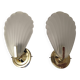 Pair of wall sconces shell lamps Art Deco frosted glass