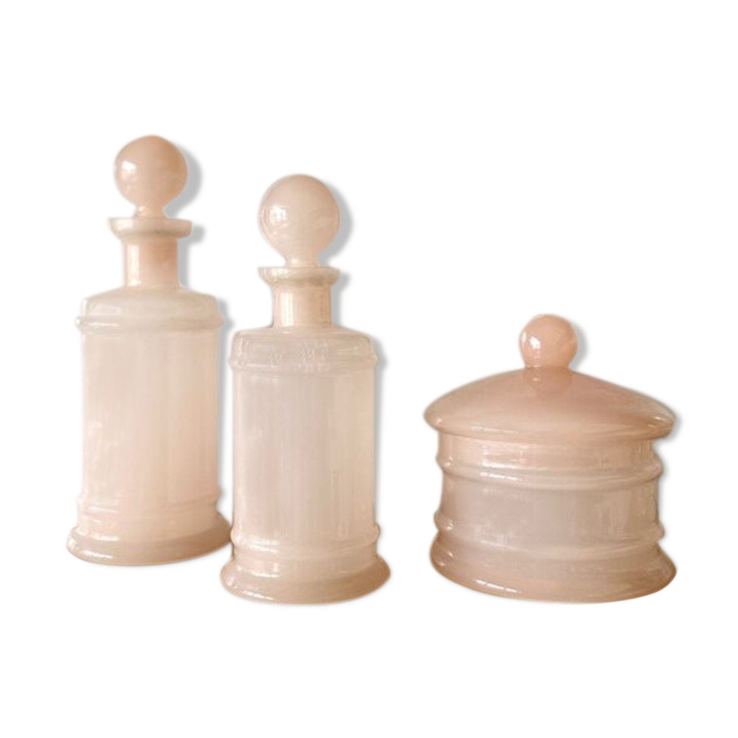 2 vials and 1 jar in powder pink opaline