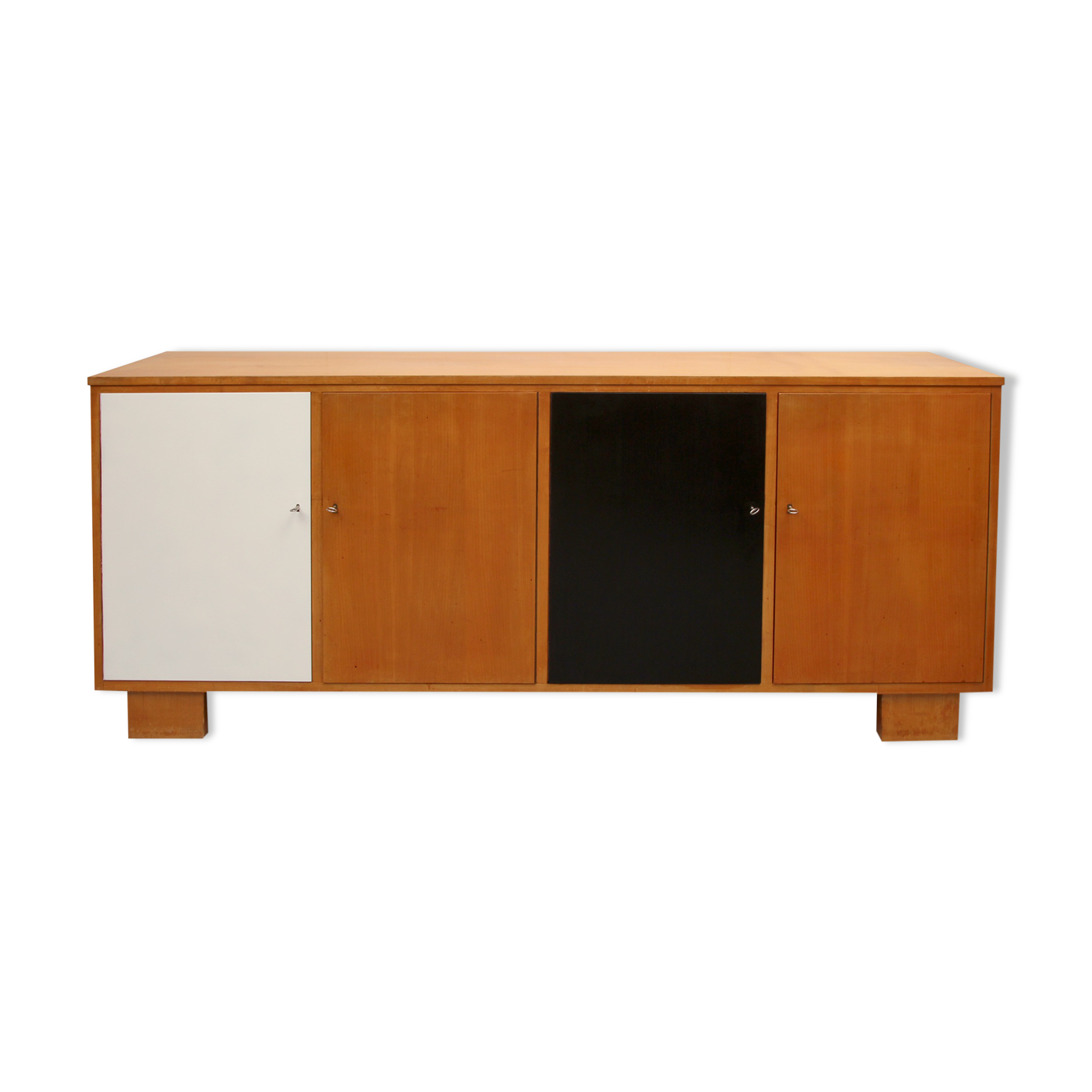 Sideboard in cherrywood with black and white doors 1950s