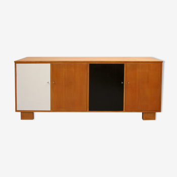 Sideboard in cherrywood with black and white doors 1950s