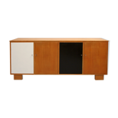 Sideboard in cherrywood with black and white doors 1950s